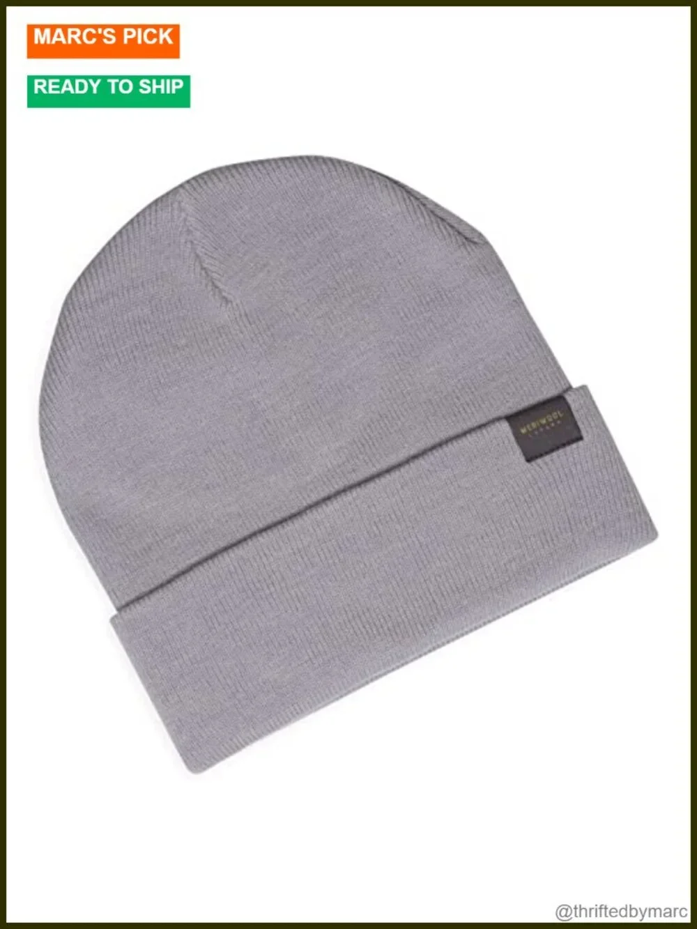 Merino Wool Blend Ribbed Knit Beanie Hat Winter Cuffed Unisex UPF 30